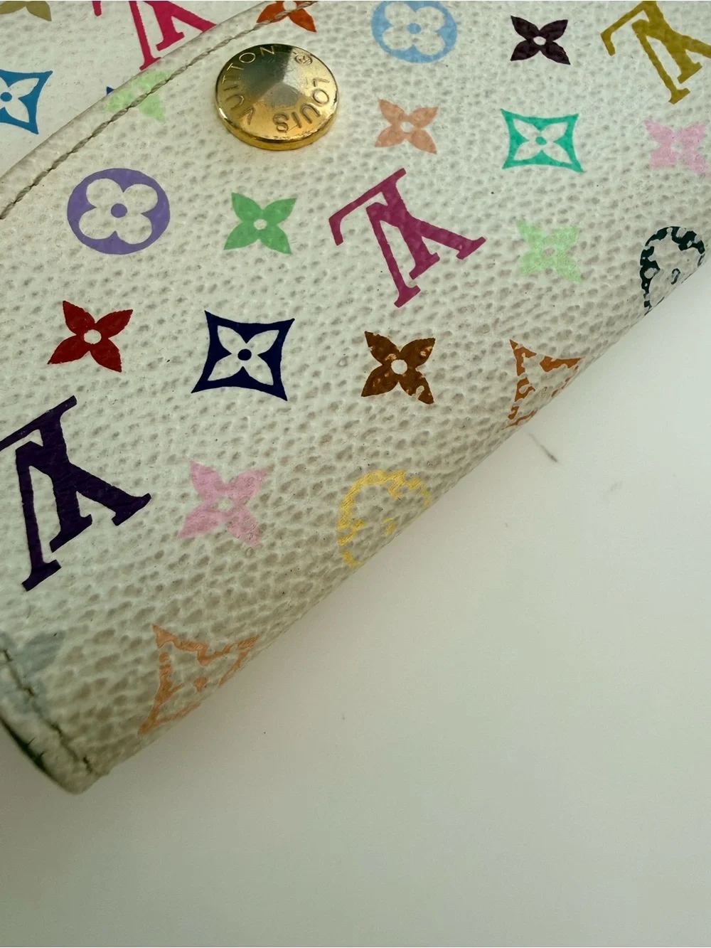 Vintage Louis Vuitton Multicolor Monogram Compact Wallet - White